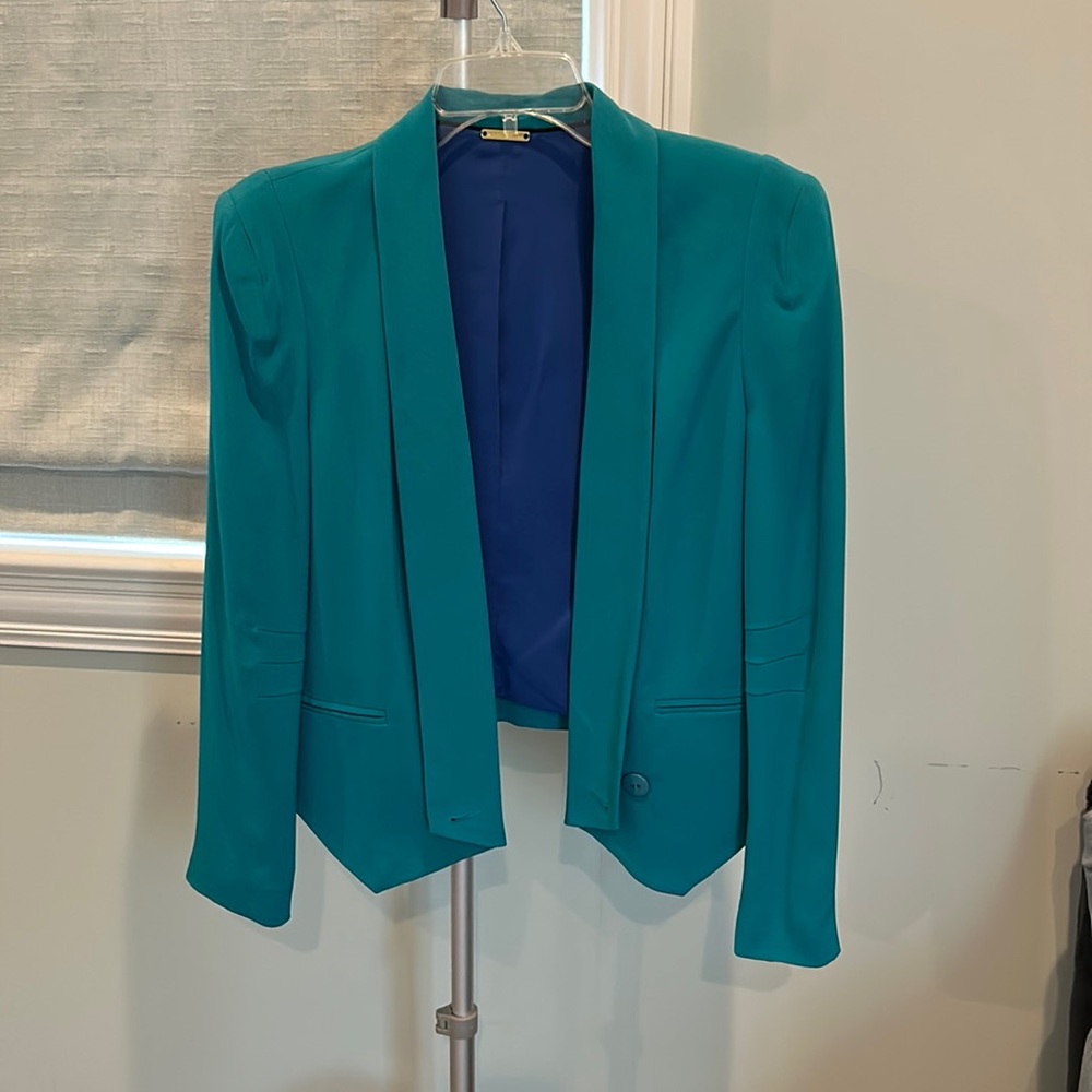Rebecca Minkoff teal silk blazer, size medium (fits like a 4-6)